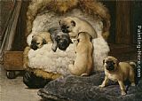 Met Canvas Paintings - Nest Met Jonge Mastiffs